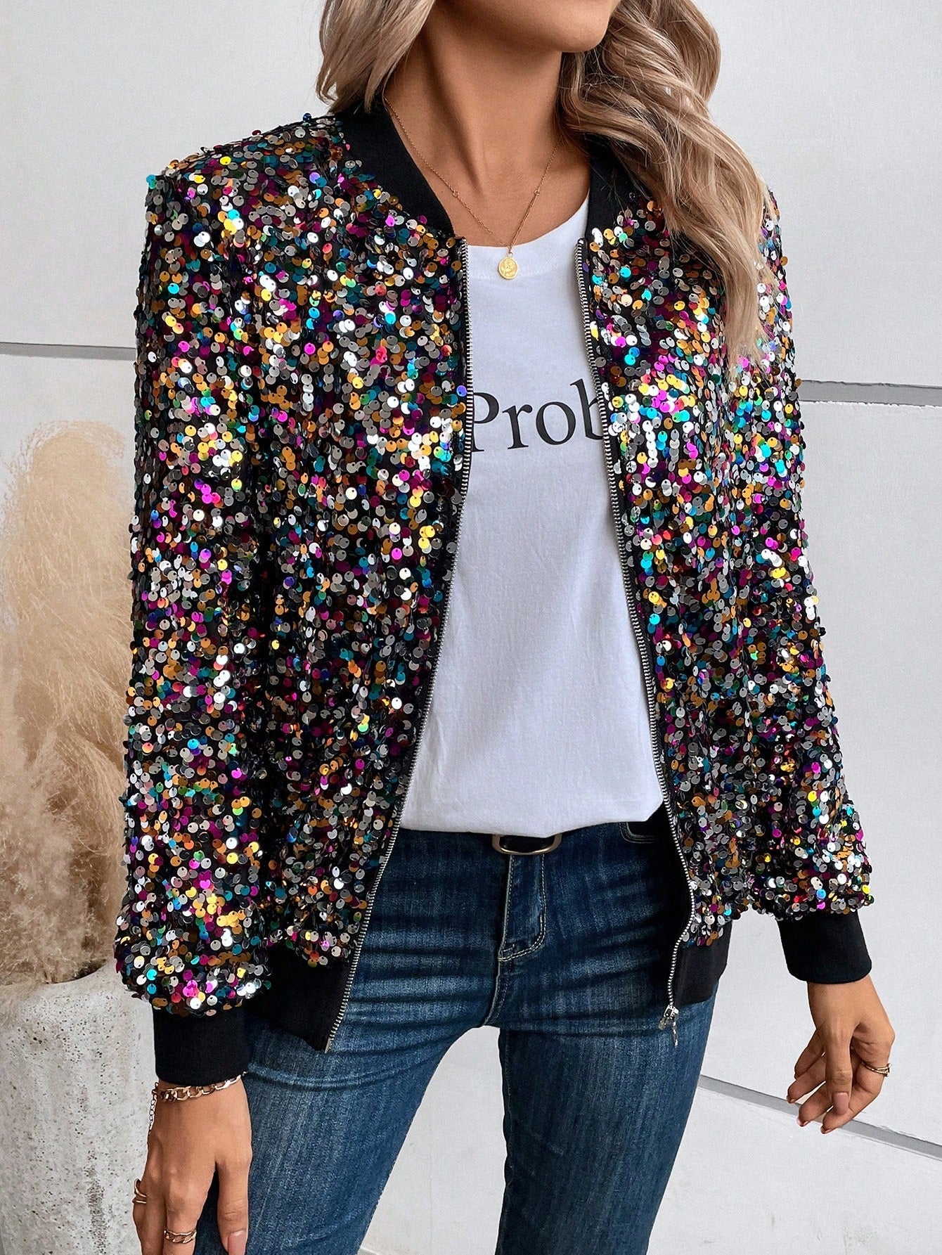 Lune | Sequin Accent Flight Jacket