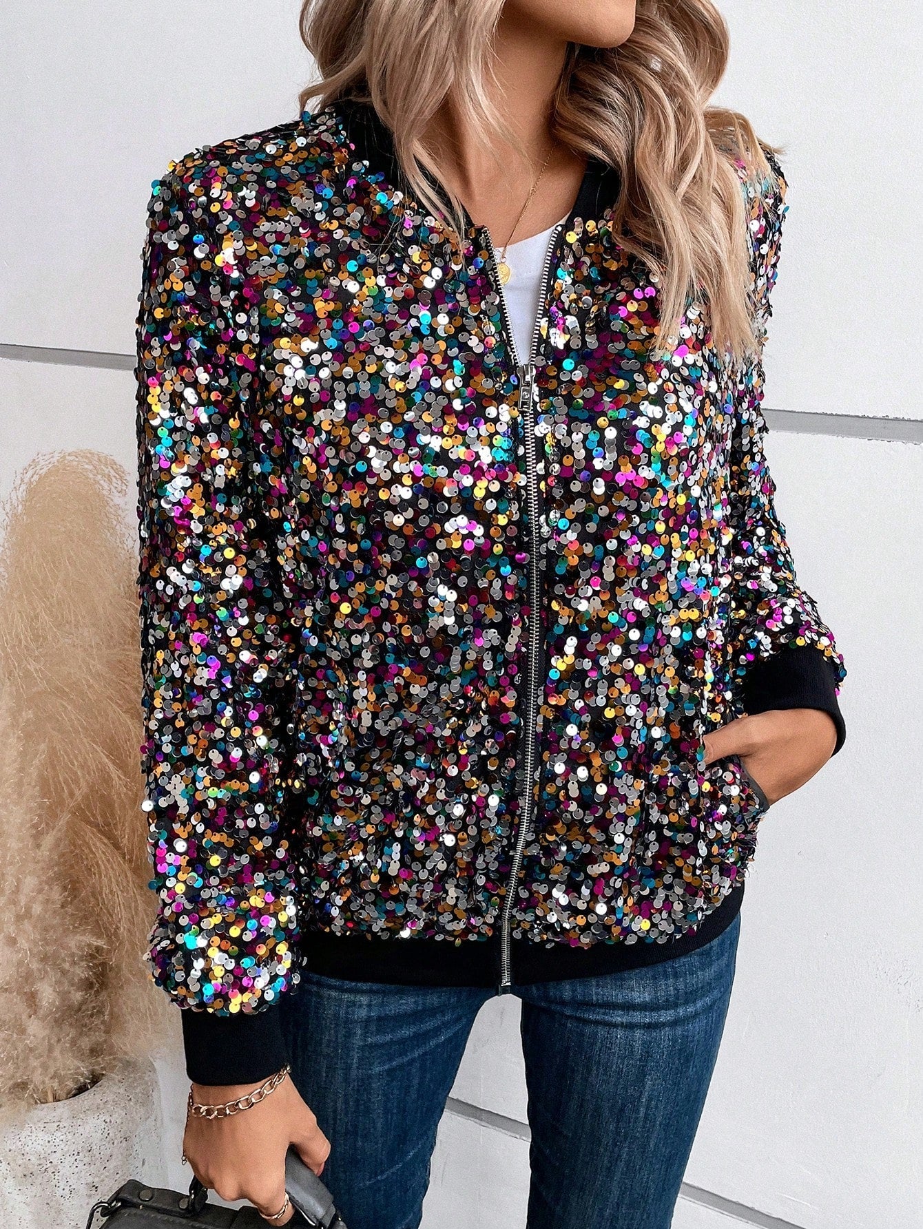 Lune | Sequin Accent Flight Jacket