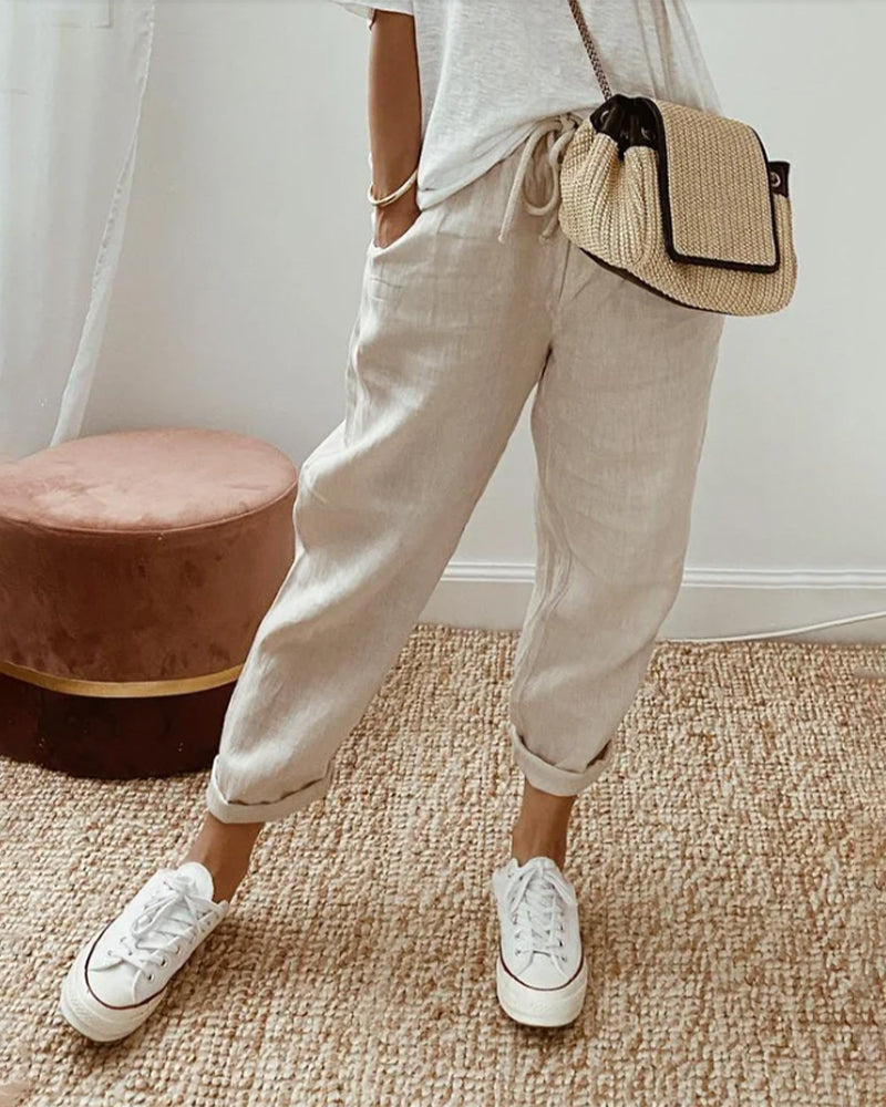 Rosa - Elegant Linen Trousers for Effortless Chic