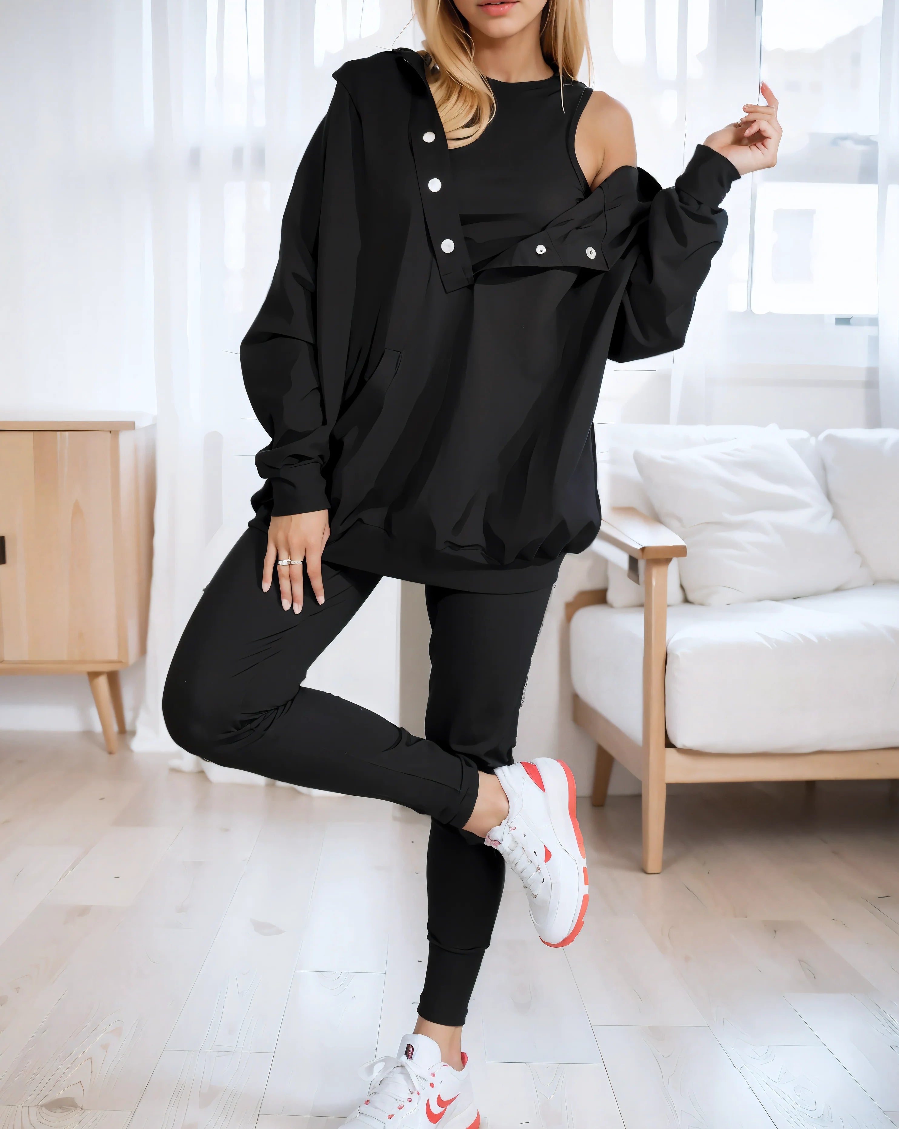 Oversized Pullover Hoodie | Oversized Snap Fit Hoodie | Bellagio Moda