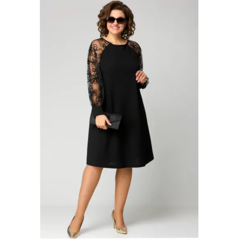 Helen - Elegant Lace Round Neck Dress