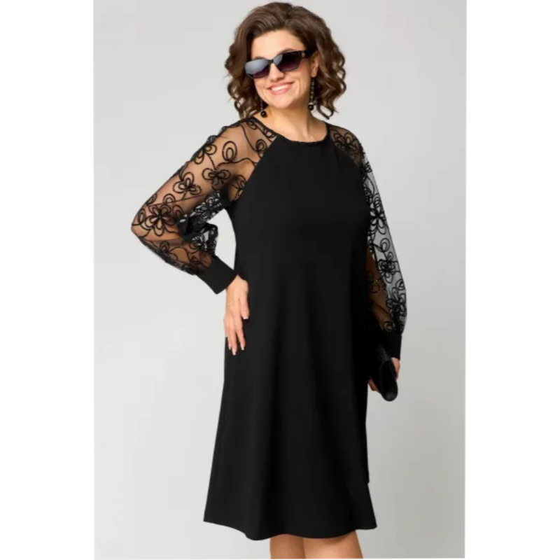 Helen - Elegant Lace Round Neck Dress