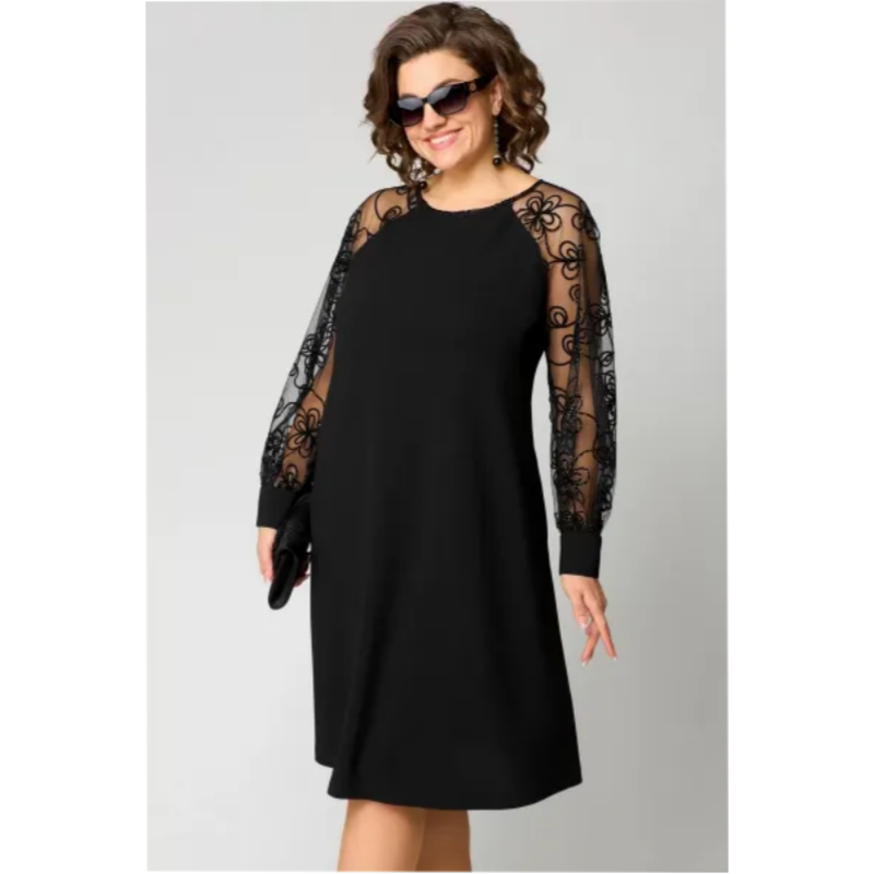 Helen - Elegant Lace Round Neck Dress